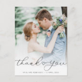 Typografie Herz Hochzeit Foto vielen Dank Postkarte (Vorderseite)