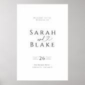 Typografie Herz-Schwarz-weiß Hochzeit Begrüßungsze Poster (Vorne)