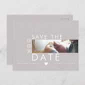 Typografie-Herzen retten die Daten dünn Foto Postkarte (Vorne/Hinten)