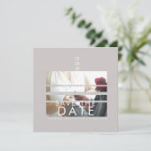 Typografie-Herzen Save the Dates Foto Blinds Karte (Stehend Vorderseite)
