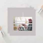 Typografie-Herzen Save the Dates Foto Blinds Karte (Vorderseite/Rückseite Beispiel)