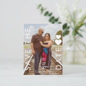 Typografie-Herzen Speichern Sie die Daten-Foto-Pos Postkarte (Stehend Vorderseite)