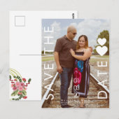 Typografie-Herzen Speichern Sie die Daten-Foto-Pos Postkarte (Vorne/Hinten)