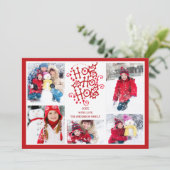 Typografie HO HO 5 Foto Weihnachtskarte Einladung (Stehend Vorderseite)