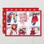 Typografie HO HO 5 Foto Weihnachtskarte Einladung (Vorne/Hinten)