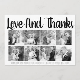 Typografie Hochzeit Danke, 8 Foto Collage Dankeskarte