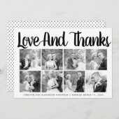 Typografie Hochzeit Danke, 8 Foto Collage Dankeskarte (Vorne/Hinten)