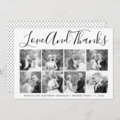 Typografie Hochzeit Danke, 8 Foto Collage Dankeskarte (Vorne/Hinten)