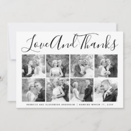 Typografie Hochzeit Danke, 8 Foto Collage Dankeskarte