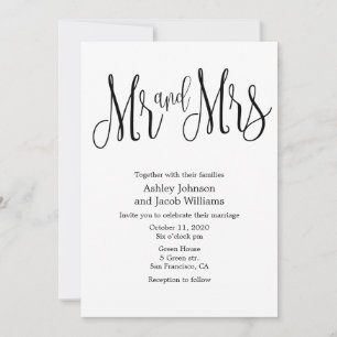 Typografie Hochzeitseinladung. Herr und Herr Mars Einladung