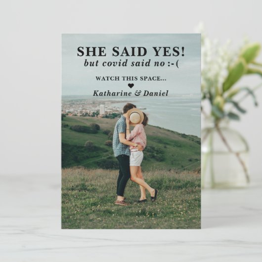 Typografie Hochzeitspause Save the Date (Stehend Vorderseite)