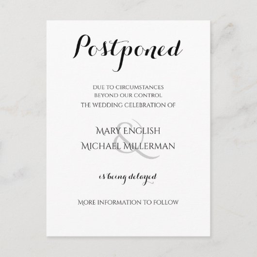 Typografie - Hochzeitsperre Postkarte (Vorderseite)