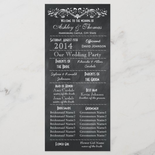 Typografie-Hochzeitsprogramme 2 Maid Hon Programm (Vorderseite)