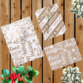 Typografie Holiday Sortiment Neutral Moderne Geschenkpapier Set