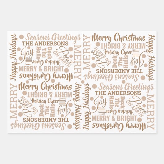 Typografie Holiday Sortiment Neutral Moderne Geschenkpapier Set (Vorderseite)