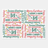 Typografie Holiday Sortiment Rot Grün Moderne Geschenkpapier Set (Vorderseite)