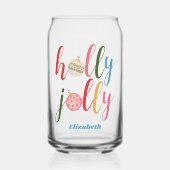 Typografie Holly Jolly Weihnachtsschmuck Name Dosenglas (Vorderseite)