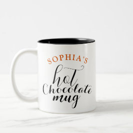 Typografie Hot-Chocolate-Tasse mit Name und Anfang Zweifarbige Tasse