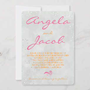 Typografie Hot Pink Orange Gray Wedding Einladung
