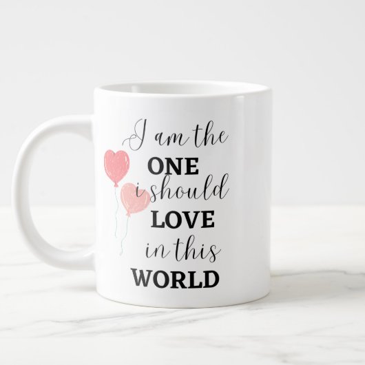 Typografie i am, an dem ich Liebe Becher niedlich Jumbo-Tasse (Links)