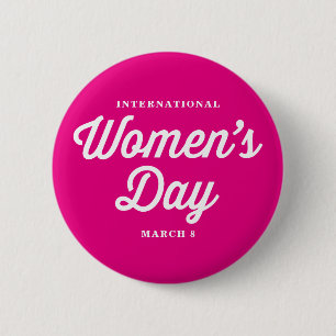 Typografie I der rosa internationalen Frauen Tages Button