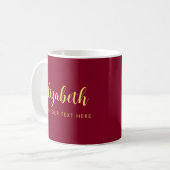 Typografie Ihr Text Name Vorlage Burgunderrot Kaffeetasse (Vorderseite Links)