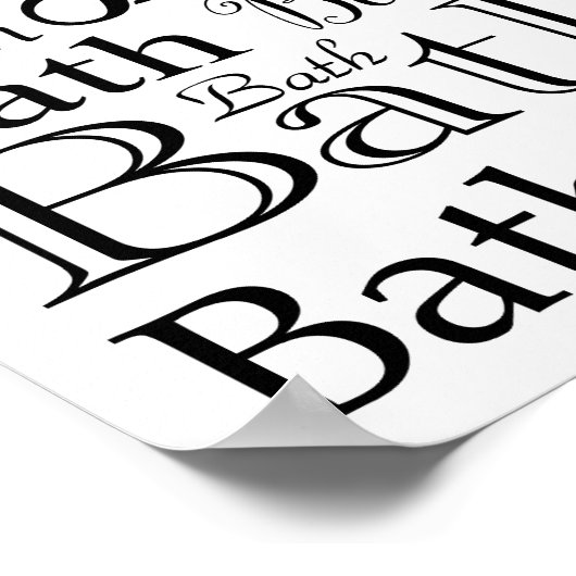 Typografie im Schwarz-weißen Bad Poster (Ecke)