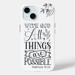 Typografie im Schwarzen Text, Matthew 19:26 Schrif Case-Mate iPhone Hülle