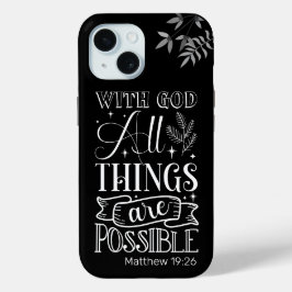 Typografie im weißen Text, Matthew 19:26 Schrift Case-Mate iPhone Hülle