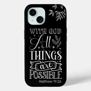 Typografie im weißen Text, Matthew 19:26 Schrift Case-Mate iPhone Hülle