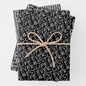 Typografie in Schwarz und Weiß Geschenkpapier Set (Beispiel)