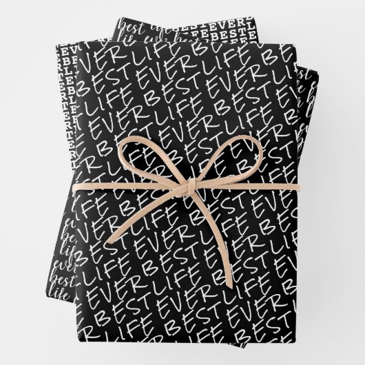 Typografie in Schwarz und Weiß Geschenkpapier Set (Beispiel)