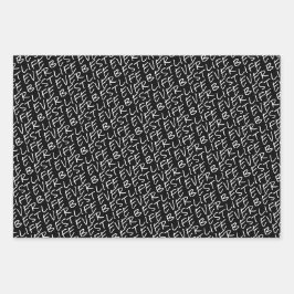 Typografie in Schwarz und Weiß Geschenkpapier Set