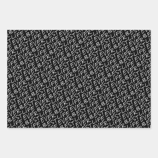 Typografie in Schwarz und Weiß Geschenkpapier Set (Vorderseite)