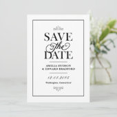 Typografie in Schwarz und Weiß Save The Date (Stehend Vorderseite)
