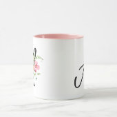 Typografie Initial A Watercolor Pink Blume Tasse (Zentrum)