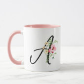 Typografie Initial A Watercolor Pink Blume Tasse (Links)