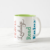 Typografie, inspirierende Ruhestandsworte Zweifarbige Tasse (VorderseiteRechts)