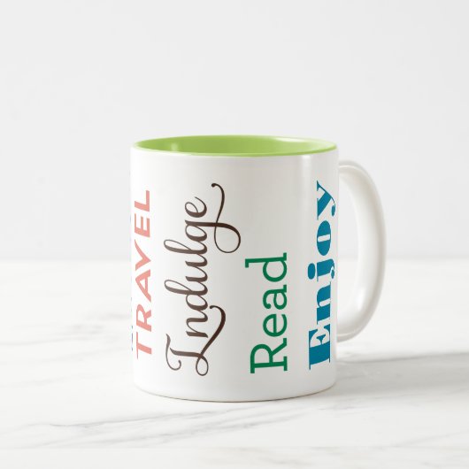Typografie, inspirierende Ruhestandsworte Zweifarbige Tasse (VorderseiteRechts)