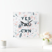 Typografie - Ja, Sie können Quadratische Wanduhr (Zuhause)