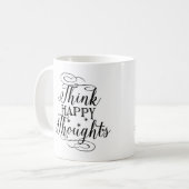 Typografie-Kaffee-Tasse, denken glückliche Kaffeetasse (Vorderseite Links)