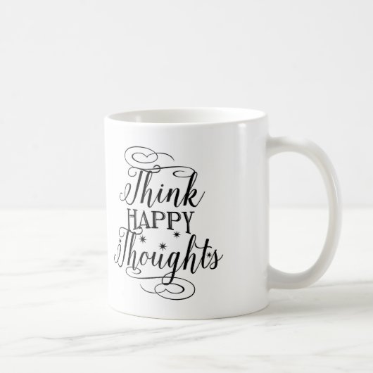 Typografie-Kaffee-Tasse, denken glückliche Kaffeetasse (Rechts)
