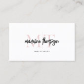 Typografie Kalligrafie Monogram Black Pink QR-Code Visitenkarte (Vorderseite)