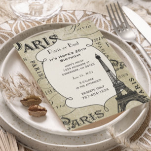 Typografie Kalligrafie Paris Frankreich Eiffelturm Einladung