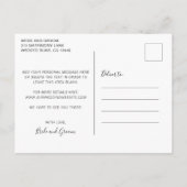 Typografie Kalligrafie Save the Date Schwarz-weiß Ankündigungspostkarte (Rückseite)