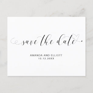 Typografie Kalligrafie Schwarz Weiß Save the Date Ankündigungspostkarte