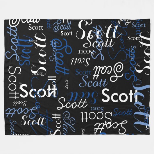 Typografie Kalligraphie Name allop schwarz Fleecedecke (Vorderseite (Horizontal))