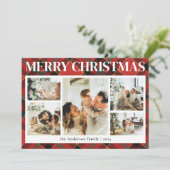 Typografie Karierte FotoCollage Weihnachten (Stehend Vorderseite)