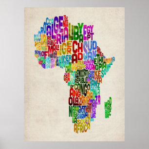 Typografie-Karte Afrikas Poster