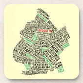 Typografie-Karte Brooklyns NYC Getränkeuntersetzer (Vorderseite)